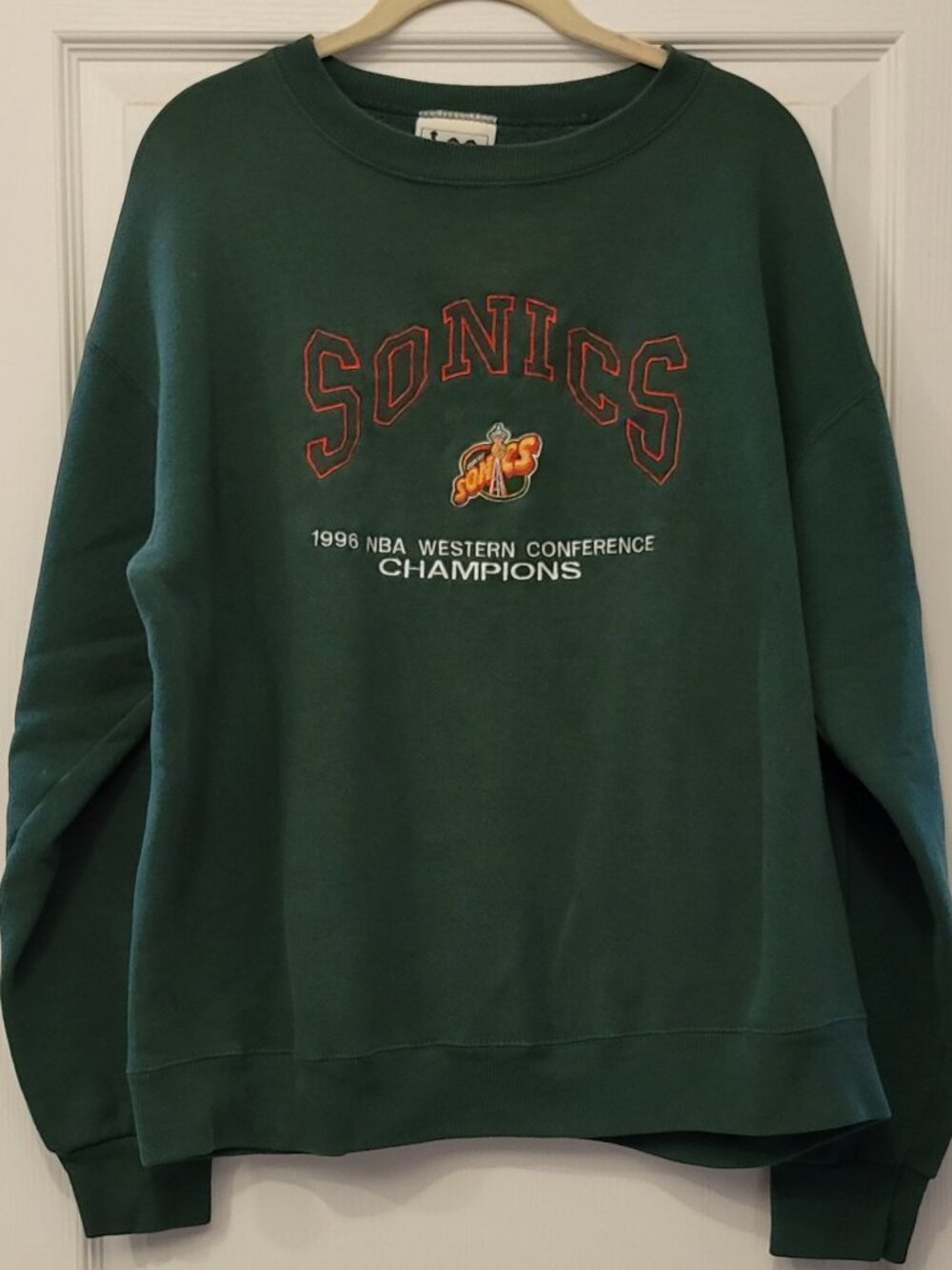 Vintage Rare 1996 Seattle Supersonics Green Sweatshirt Sz L